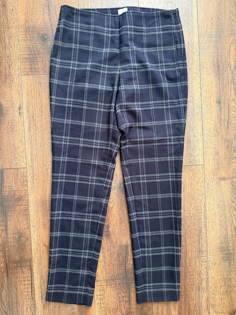 Dark Academia Plaid Slim Fit Ankle Ecru Pants Workwear Office High Waist 2